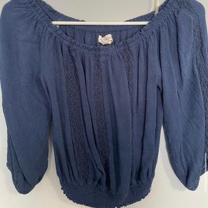 Aeropostale off the shoulder navy blue shirt